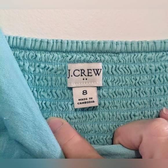 J. Crew Linen Blend Midi Slip Dress Sunwashed Mint sz 8 - Picture 10 of 13